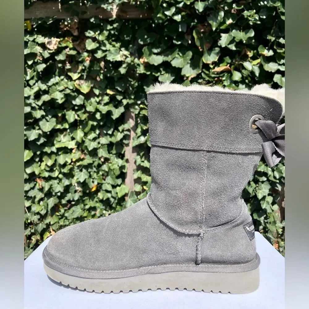 Koolaburra by Ugg kids Andrah short boot gray warm winter suede‎ sheepskin